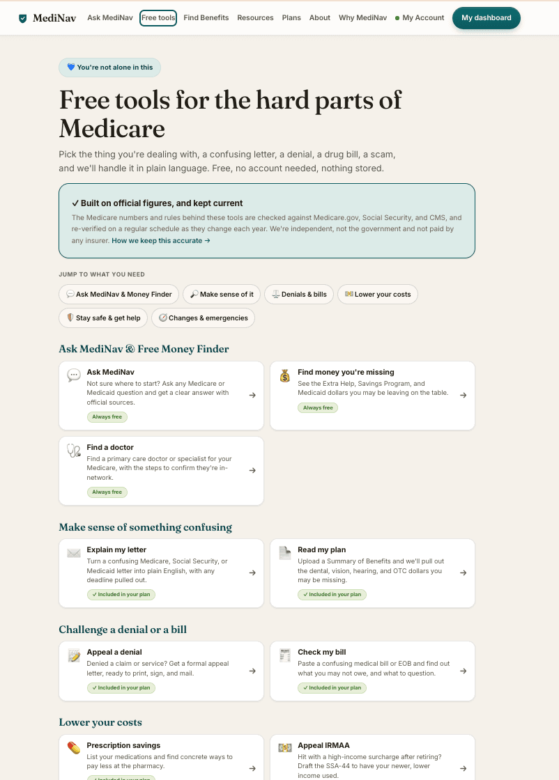 MediNav tools page